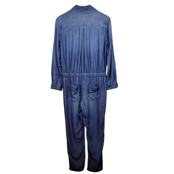 Sundance Catalog Cloth & Stone Vida Jumpsuit Size S Tencel Chambray Button Front - Picture 9 of 13